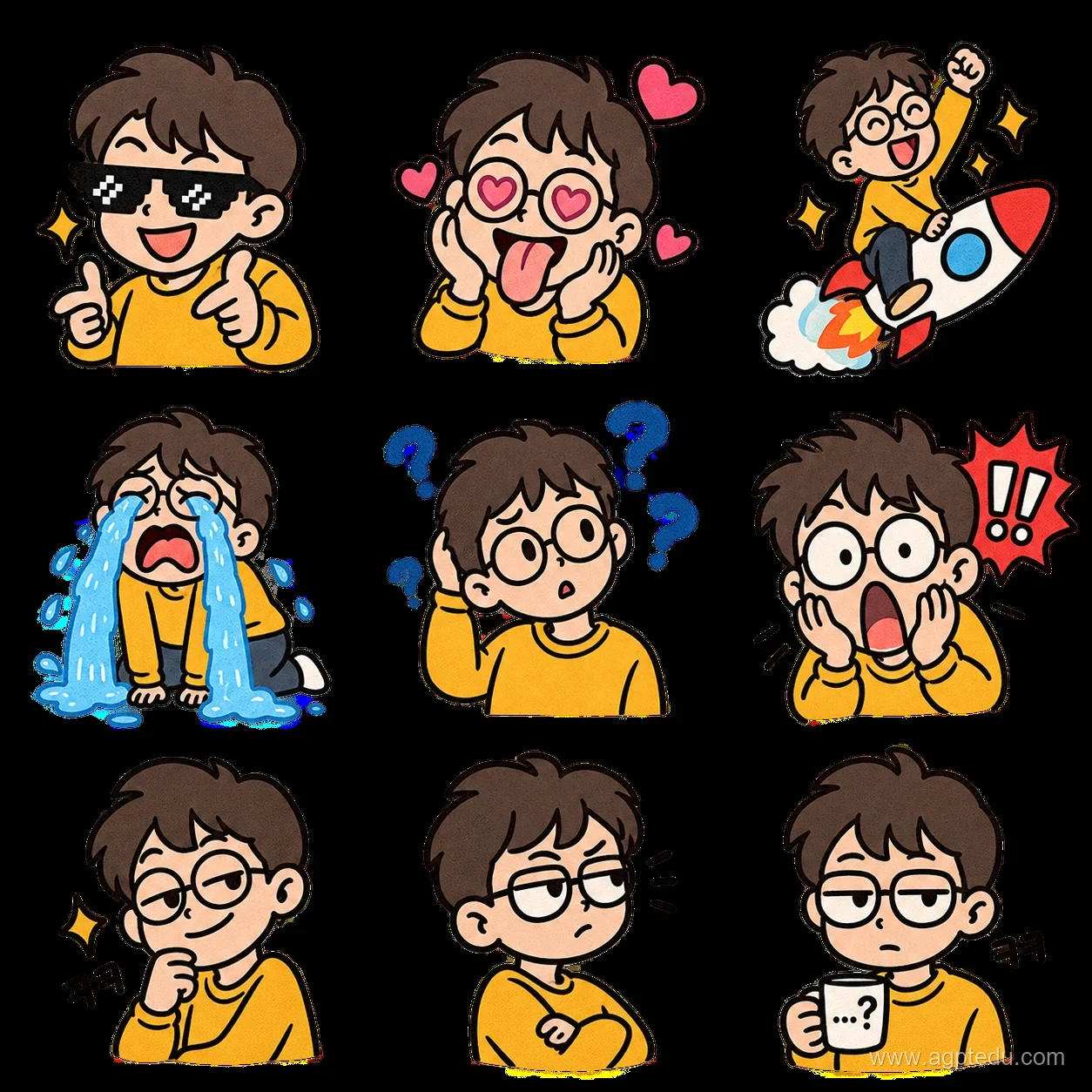 ChatGPT로 생성된 3x3 밈 스티커 팩 결과물