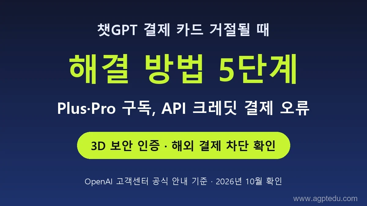 챗GPT 결제 카드 거절 해결 방법｜Plus·Pro 구독, API 결제 오류 원인과 5단계 체크리스트