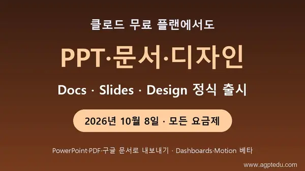 클로드 무료로 PPT·문서 만들기｜Docs·Slides·Design 정식 출시, Dashboards·Motion 베타 (10월 8일)