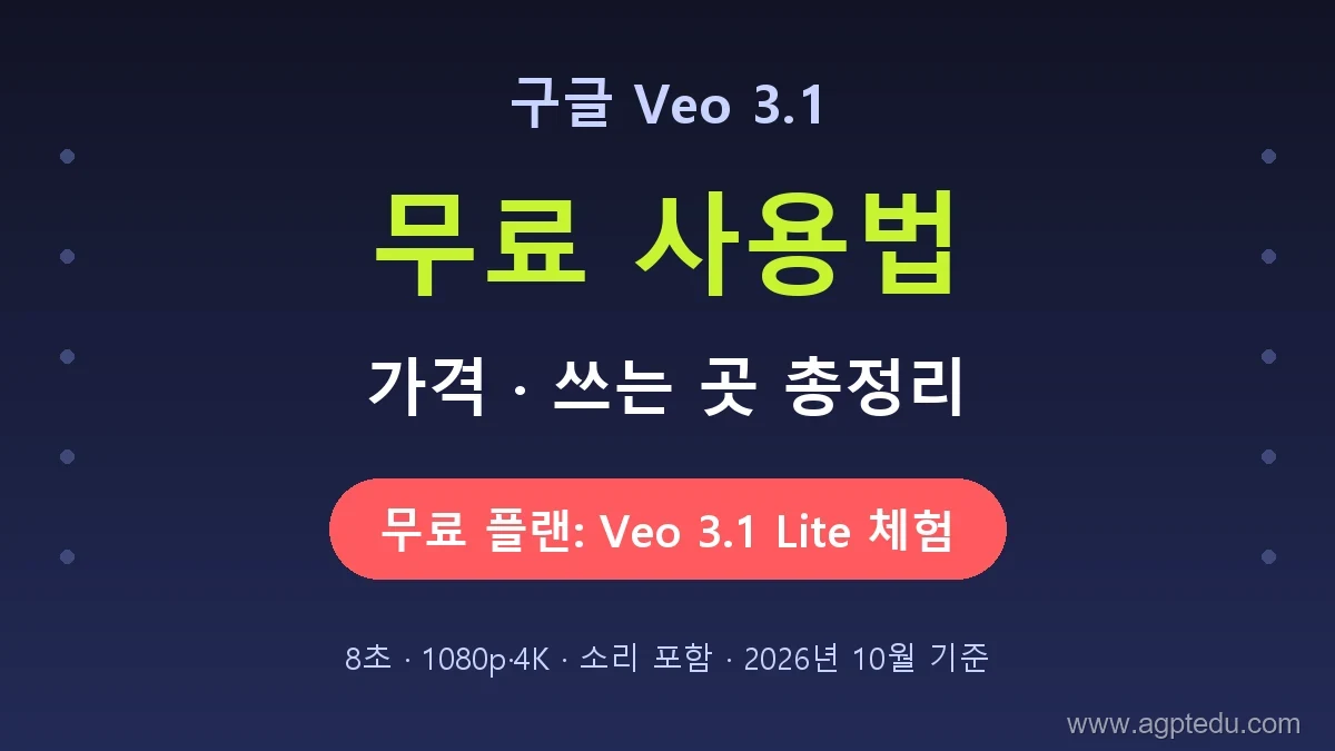 구글 Veo3 무료 사용법·가격｜Veo 3.1 쓰는 곳과 구글 AI 요금제 비교 (2026년 10월)