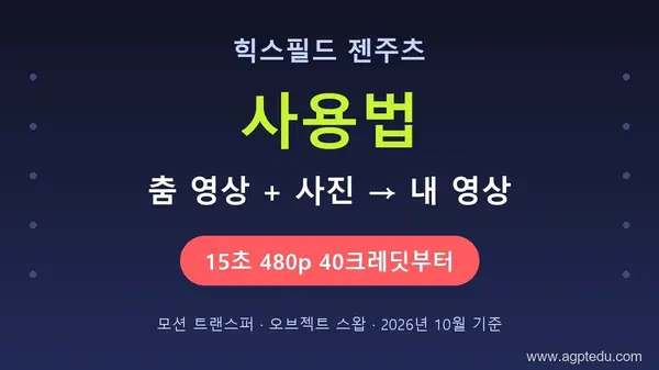 힉스필드 젠주츠 사용법｜춤 영상에 내 사진 입히기, 크레딧·무료 횟수 정리 (2026)