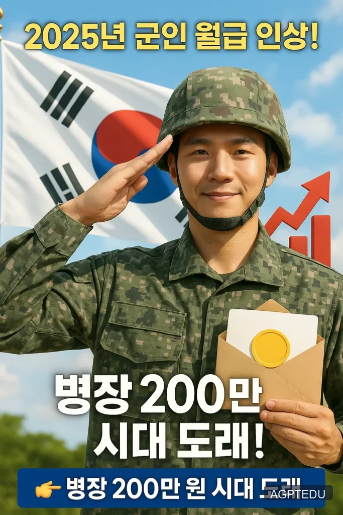 2025년 군대 월급, 훈련병 월급, 군인 월급, 직업군인 월급표, 봉급표, 이등병, 일병, 상병, 병장 월급