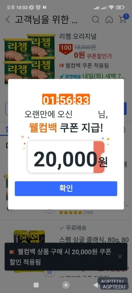 쿠팡 웰컴백 쿠폰의 혜택과 사용 방법, 2만원 쿠폰 발급