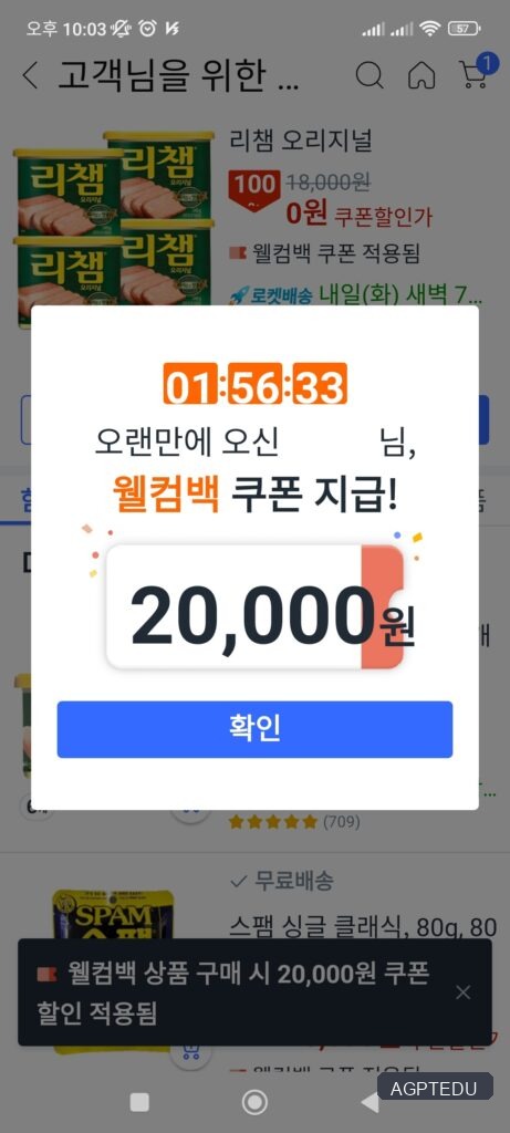 쿠팡 웰컴백 쿠폰의 혜택과 사용 방법, 2만원 쿠폰 발급