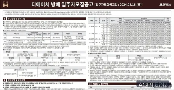 디에이치 방배 당첨자 발표와 일정 안내, 청약 일정, 당첨자 발표일자, 발표시간, 디에이치 방배 홈페이지
