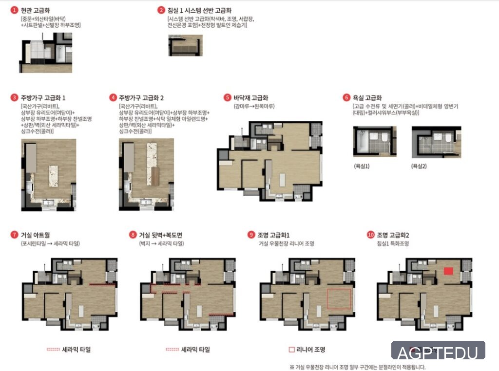 디에이치 대치 에델루이 84m2 평면도 침실 바닥재 고급화