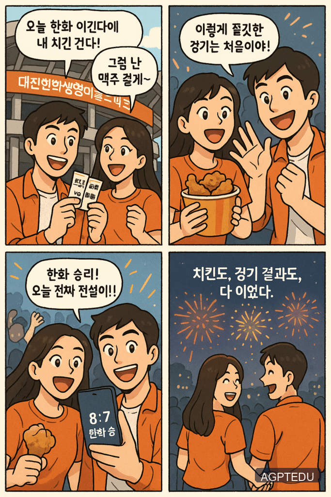 한화 이글스 행복 야구 4컷 만화, 2025년 5월 25일, 일요일 경기