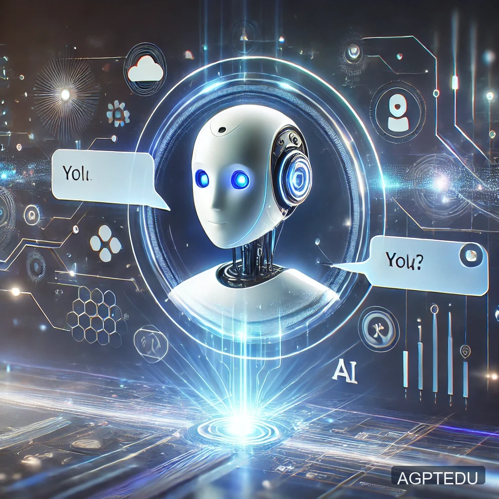 DALL·E 2024-09-08 11.35.35 - A futuristic digital interface showing a friendly AI chatbot, symbolizing ChatGPT. The AI appears on a sleek screen with a glowing blue and white them
