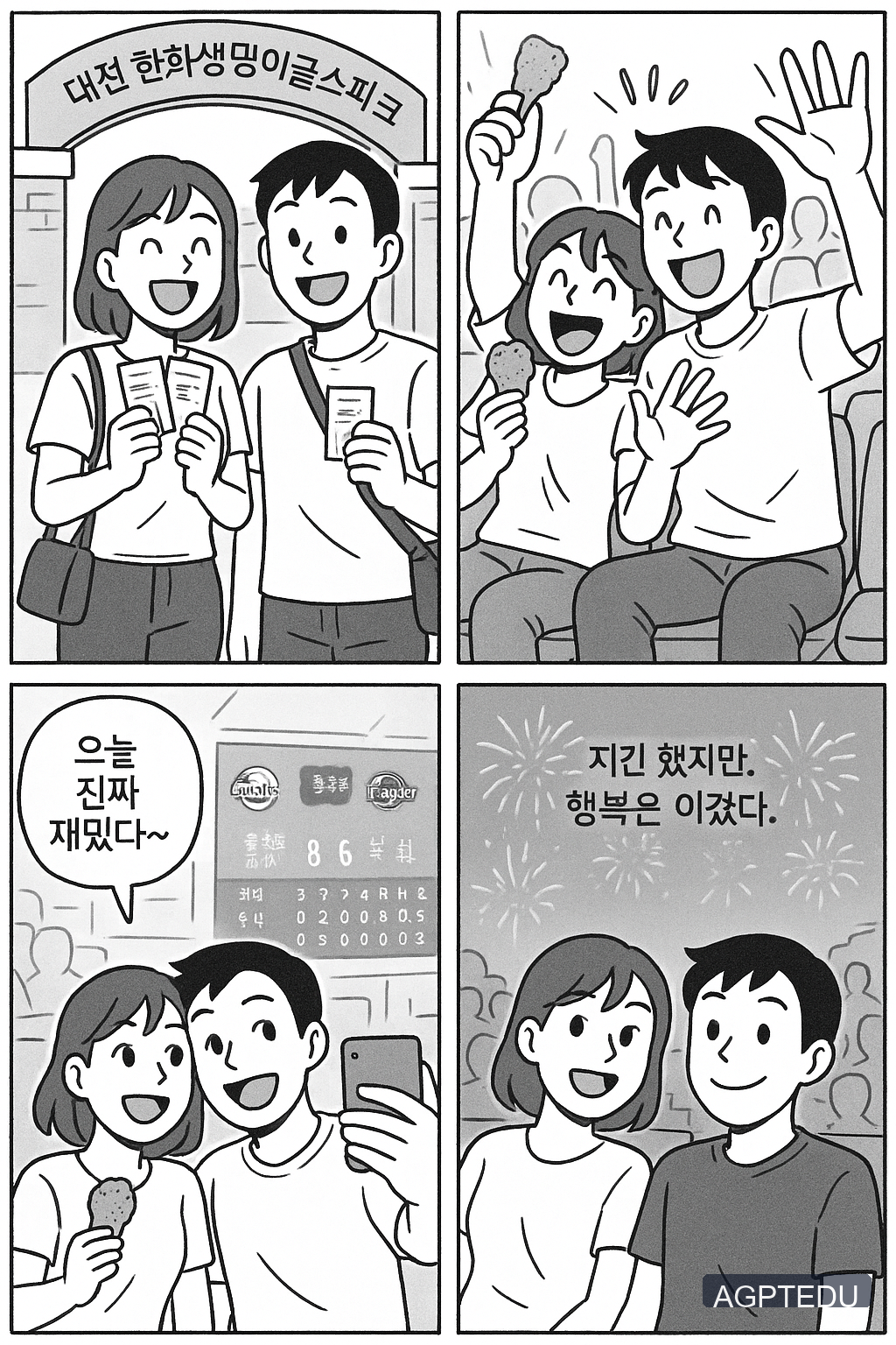한화 이글스 행복 야구 4컷 만화, 2025년 5월 24일, 토요일 경기