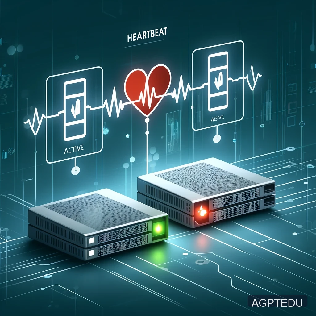 DALL·E 2024-10-20 20.02.30 - An illustration showing the concept of Heartbeat in HP servers. The image includes two server icons, connected by a pulse line similar to a heartbeat