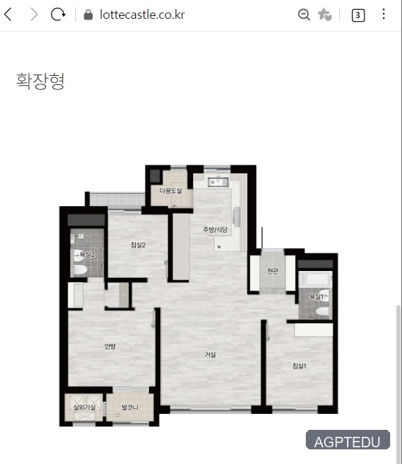 창경궁 롯데캐슬 시그니처 84m2 평면도