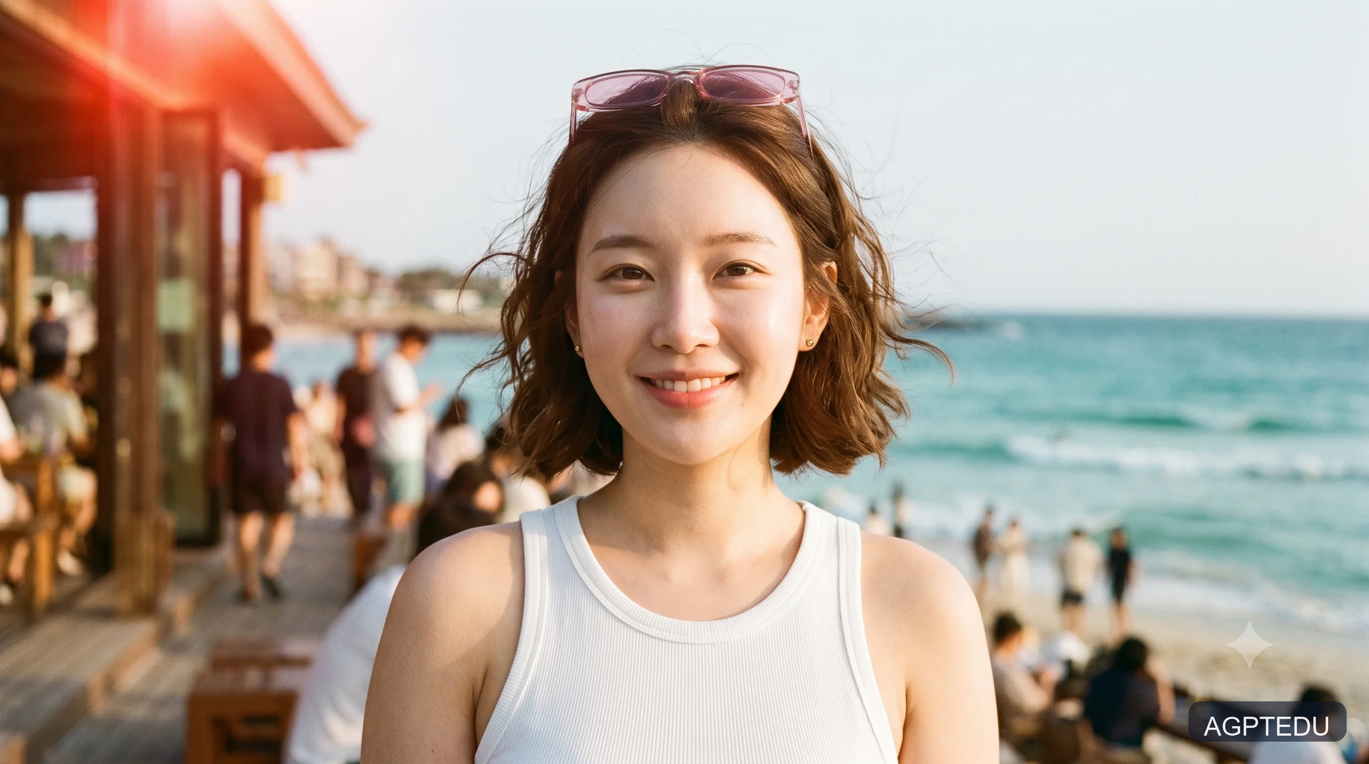 Y2K 틴트 선글라스 x 에메랄드 해변