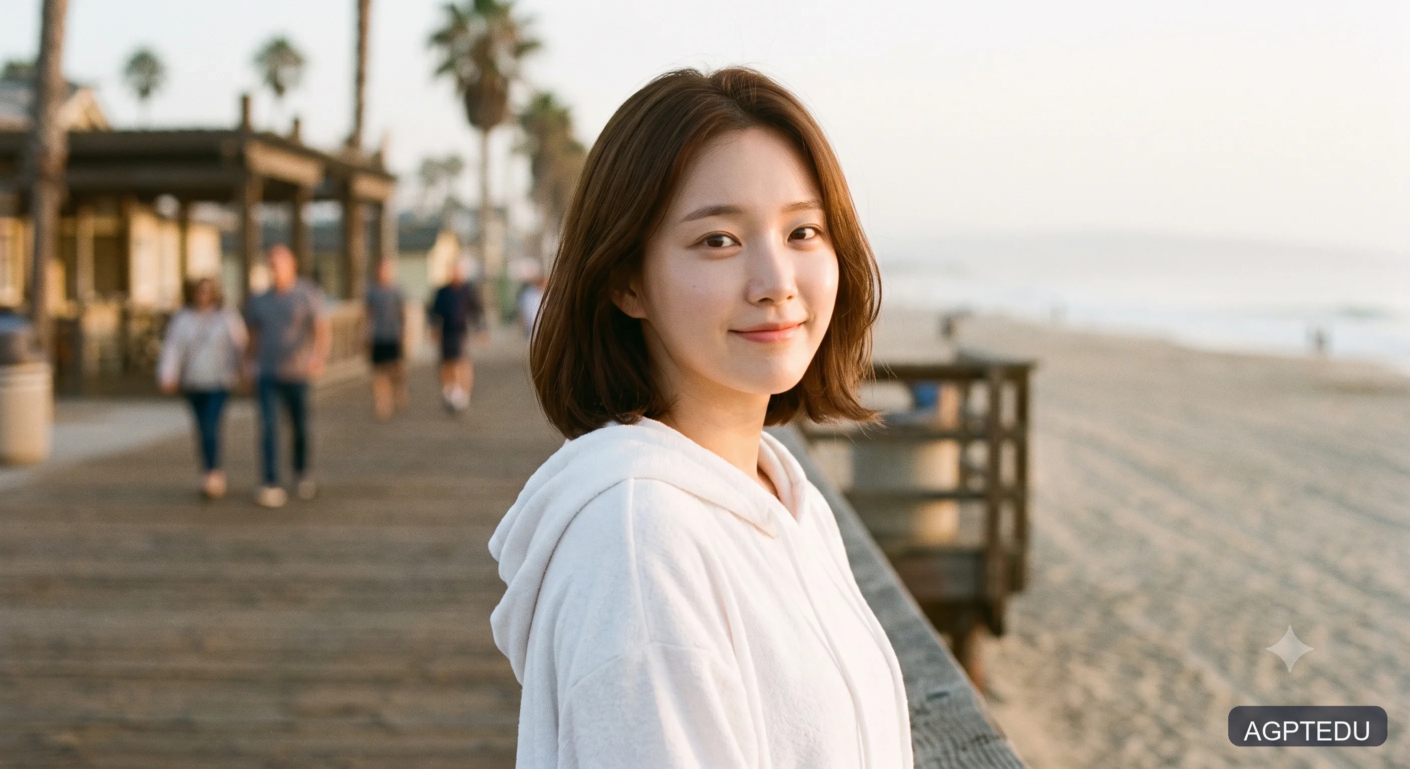 해변 산책로 루즈핏 화이트 후디 x 여름 스냅