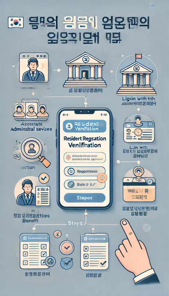 DALL·E 2024-08-24 16.39.02 - An infographic explaining the importance of the Resident Registration Verification (주민등록 사실조사) and the step-by-step process for participation via a sm