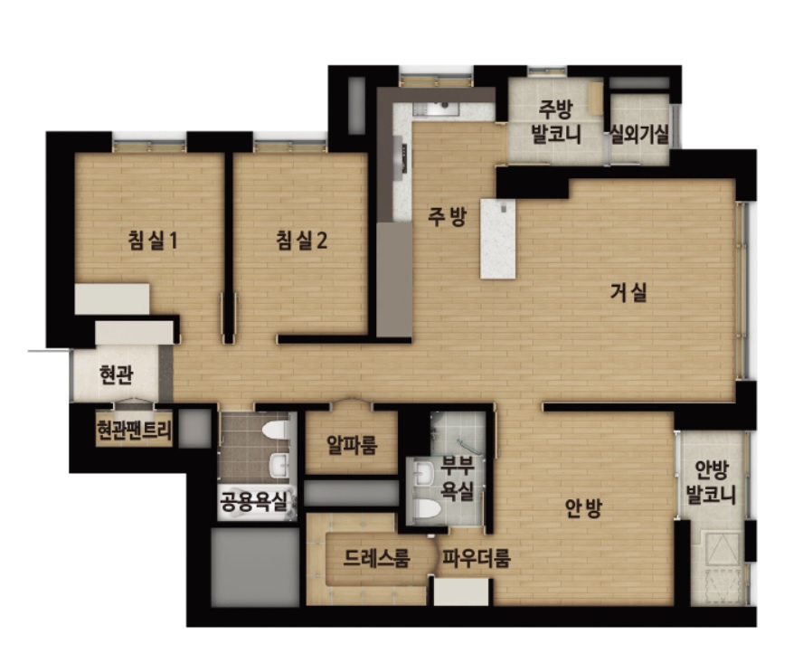 광안센텀 비스타동원 84m2 평면도 확장기본형