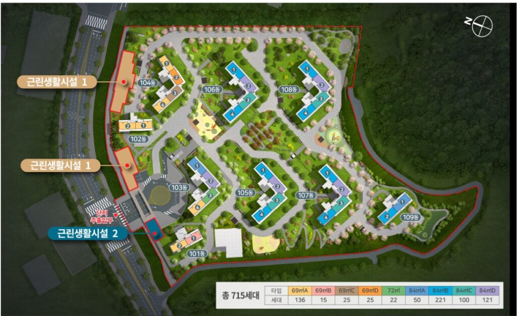 오산세교 힐데스하임 동 배치도