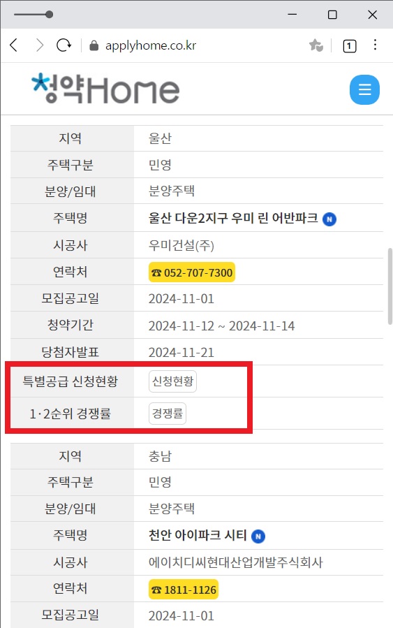 울산 다운2지구 우미 린 어반파크 청약 경쟁률 현황