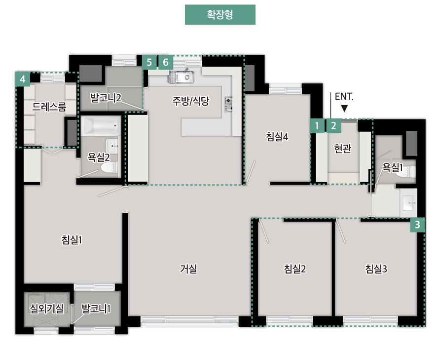 인하대역 푸르지오 에듀포레 84m2 A타입 평면도