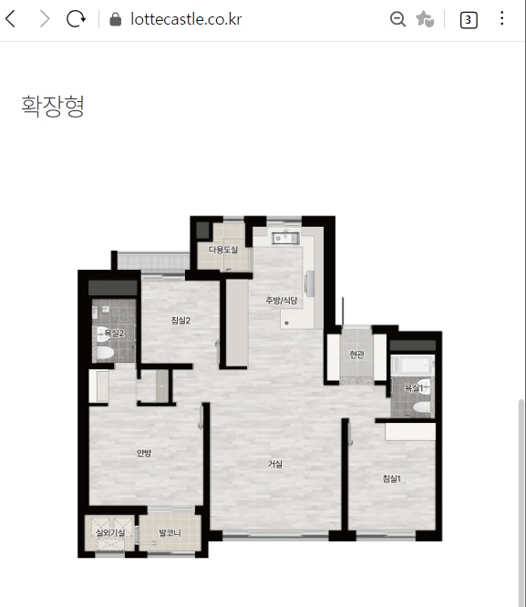 창경궁 롯데캐슬 시그니처 84m2 평면도
