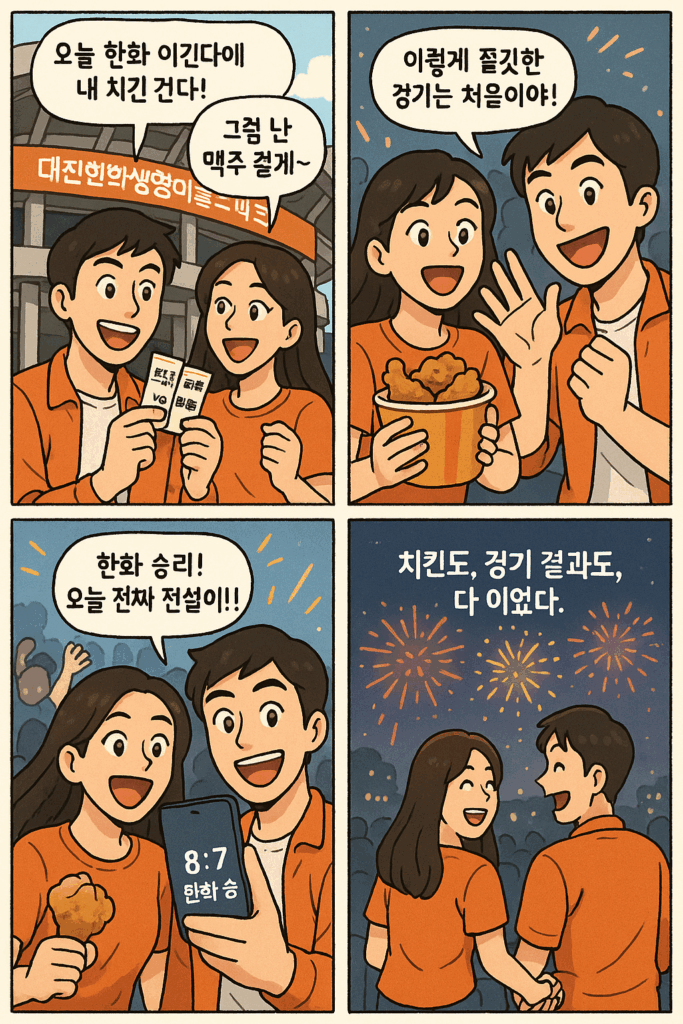 한화 이글스 행복 야구 4컷 만화, 2025년 5월 25일, 일요일 경기
